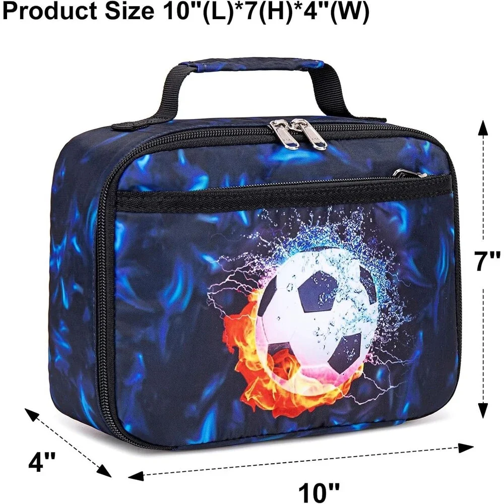 Ledaou Kids Insulated Lunch Bag, Soccer Theme